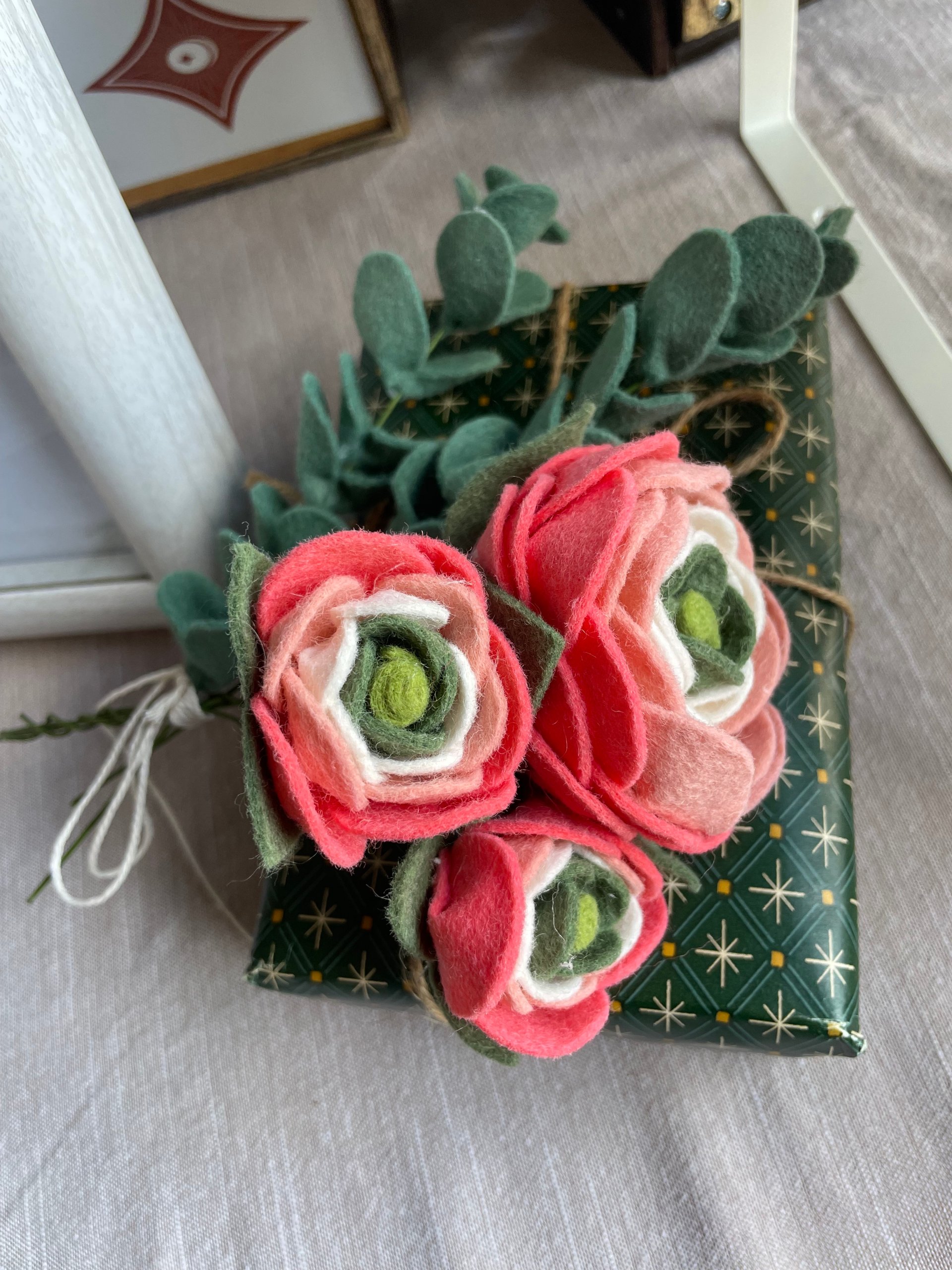 Small Handmade Felt Ranunculus Bouquet