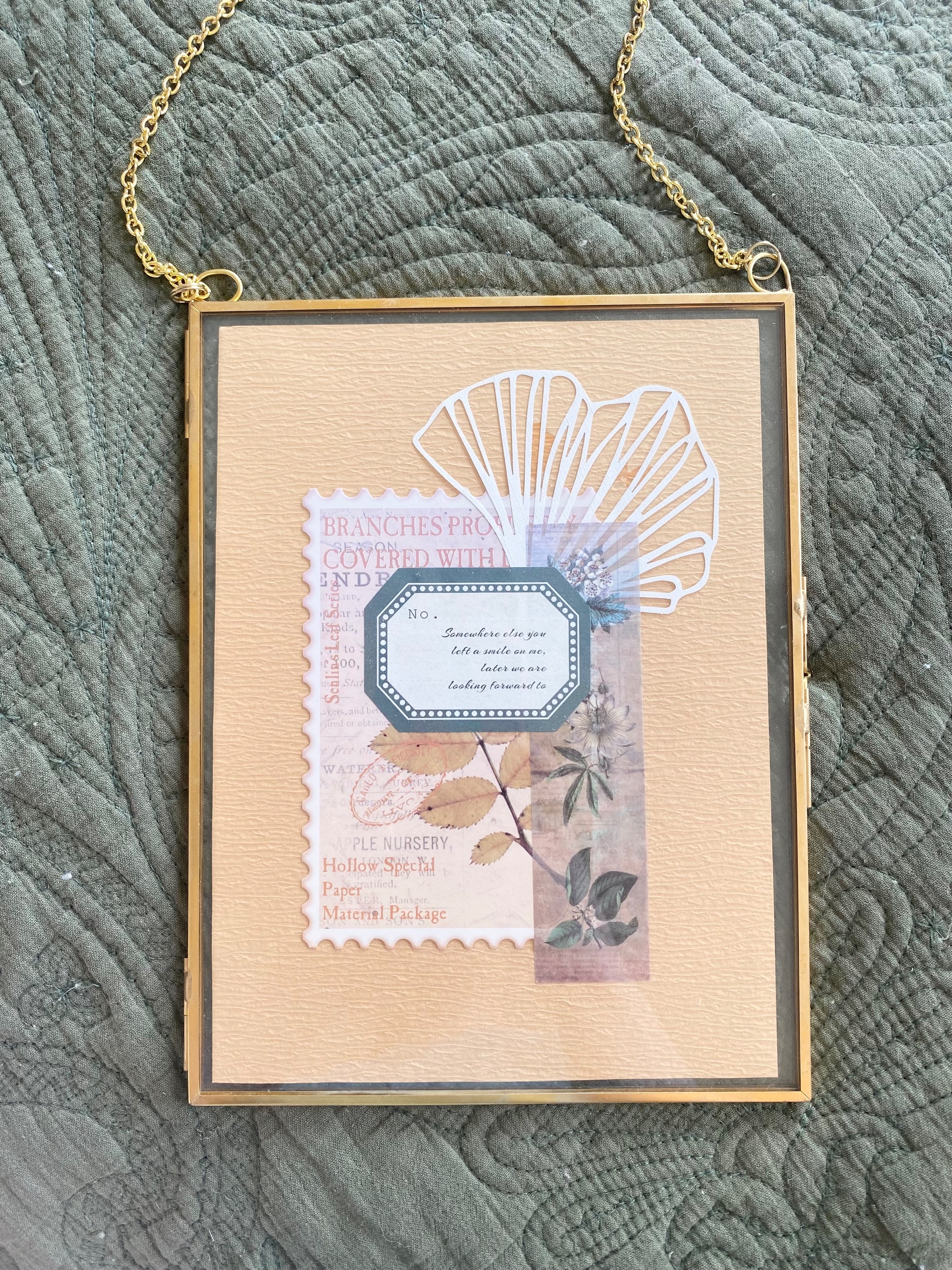 Mixed Media Collage in Glass Frame