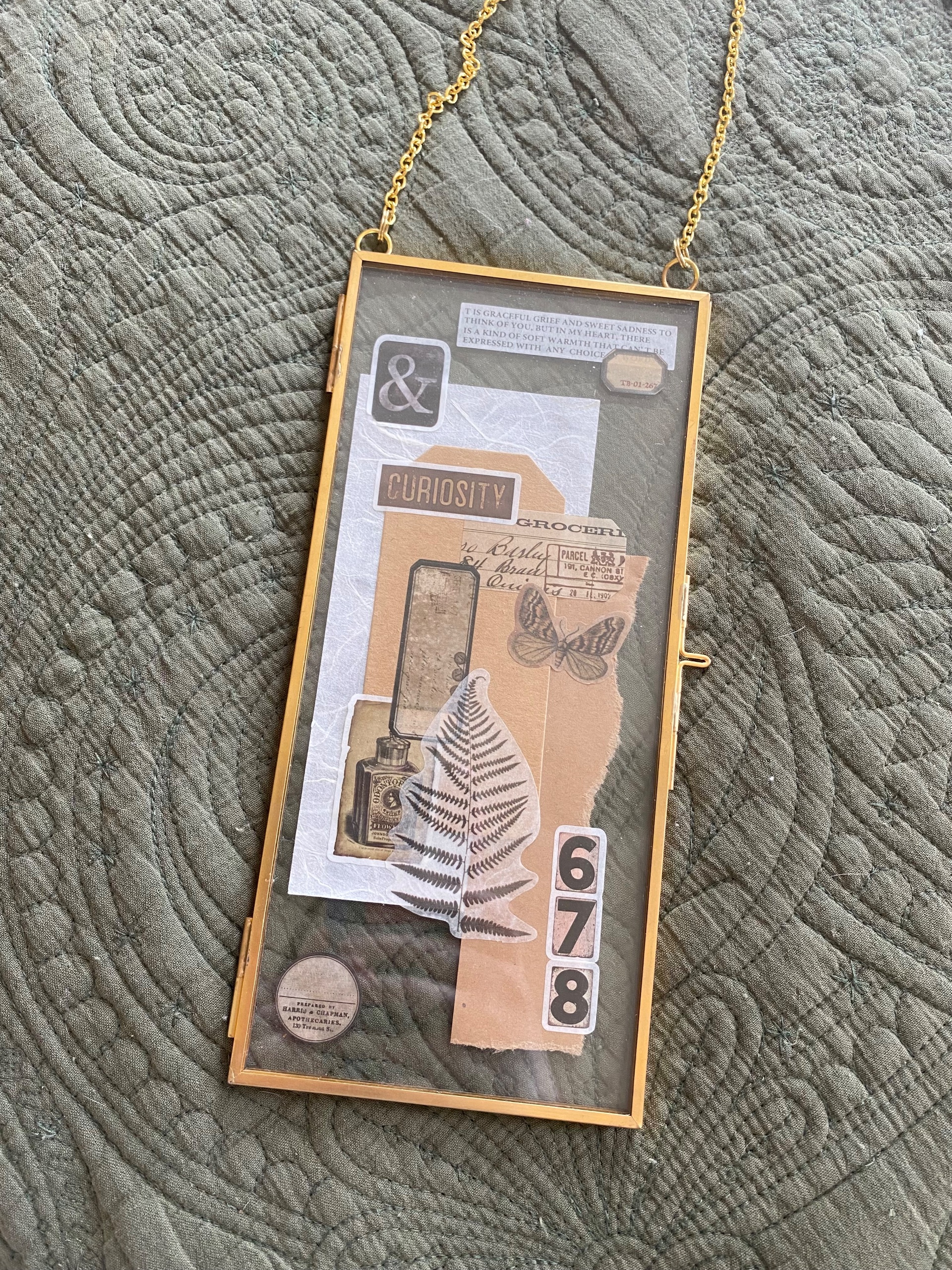 Mixed Media Collage in Glass Frame