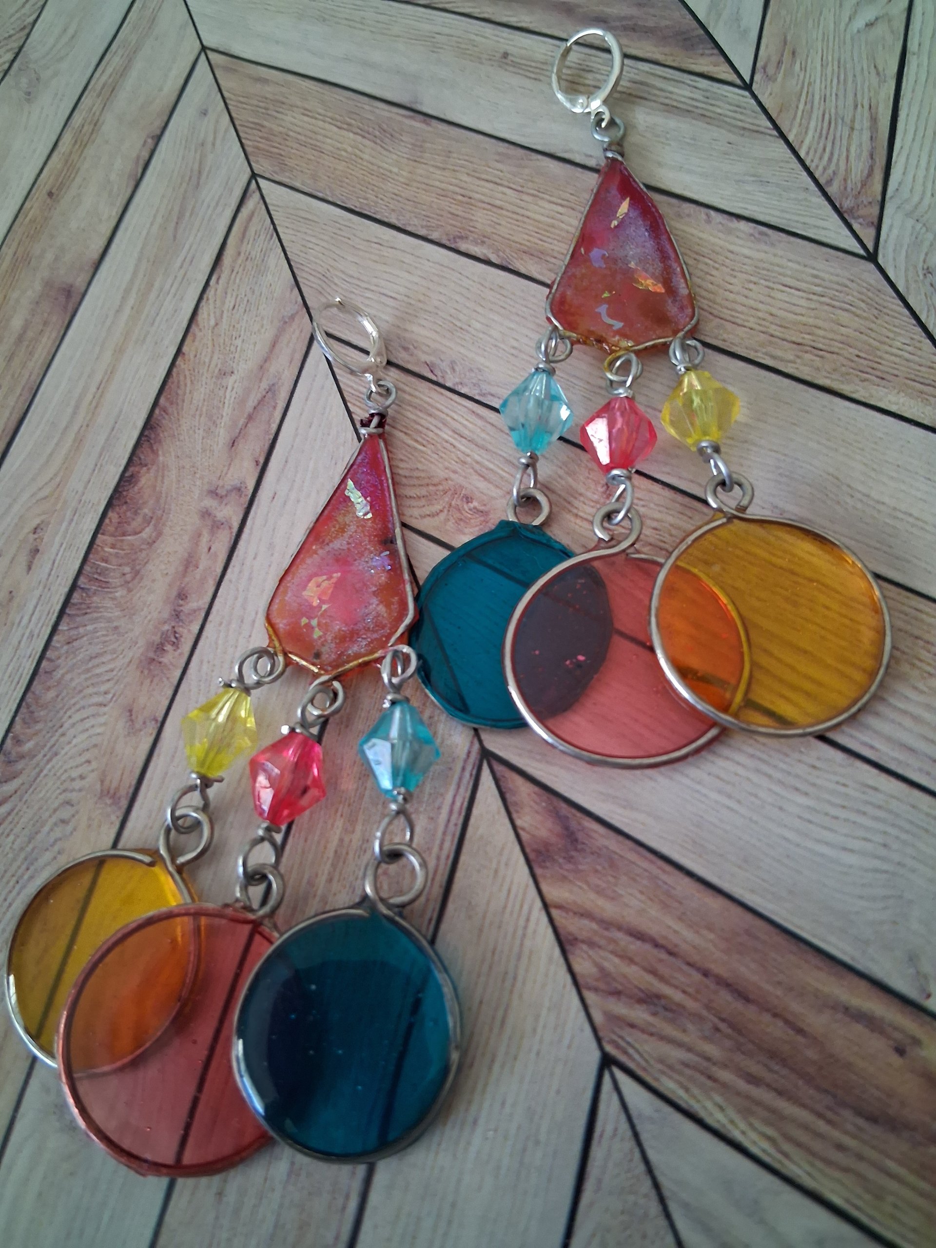 Luminous Elements Kinetic Earrings, Pink, Yellow and Blue