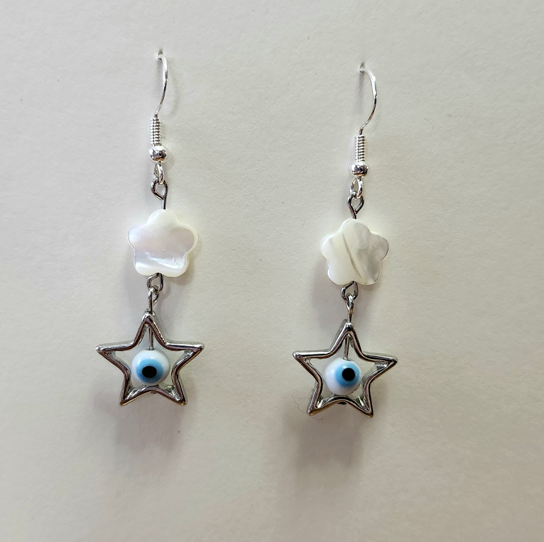 Silver Eyes and Stars Earrings