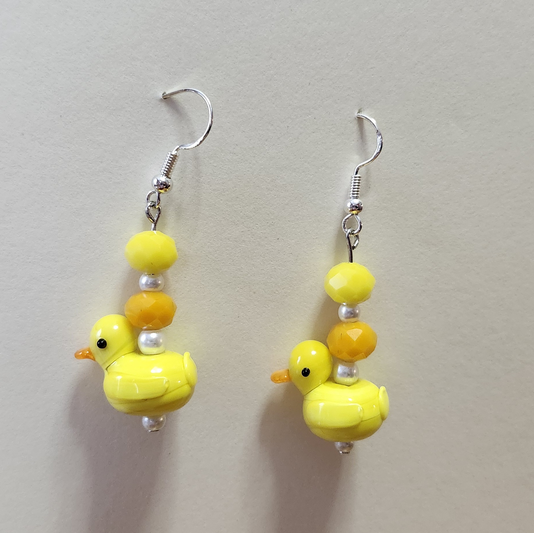 Lampwork Yellow Duck Earrings