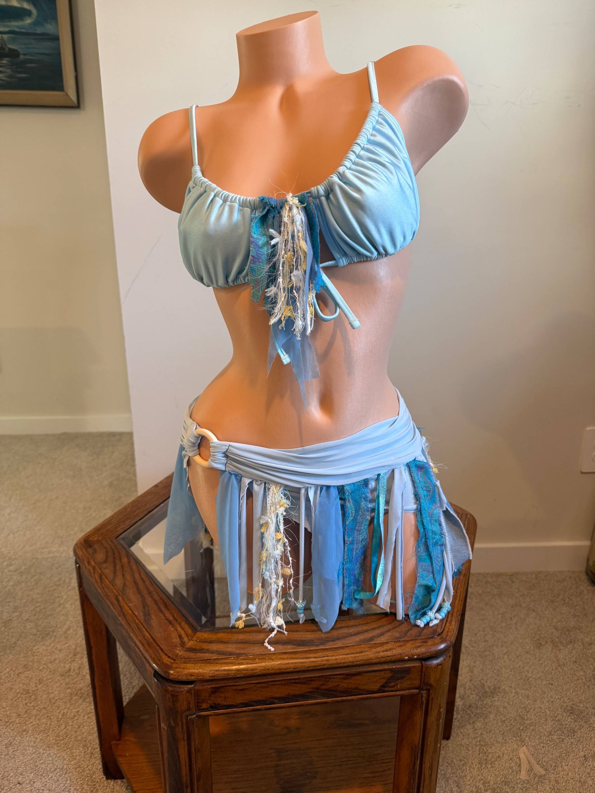 🩵 Ocean Drift Festival Set | Handmade Upcycled Two-Piece