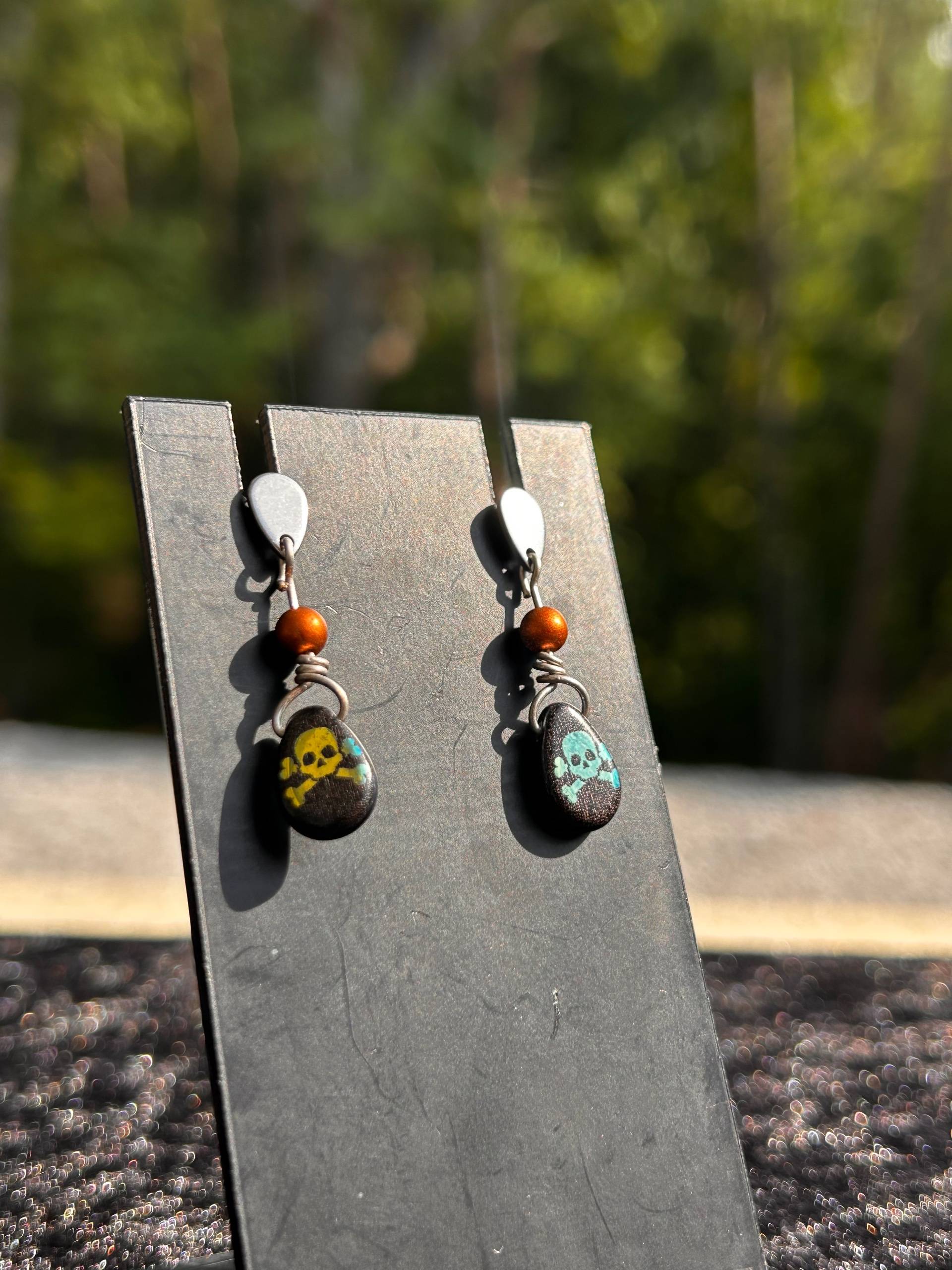 Punk Style Skull and Crossbones Drop Earrings