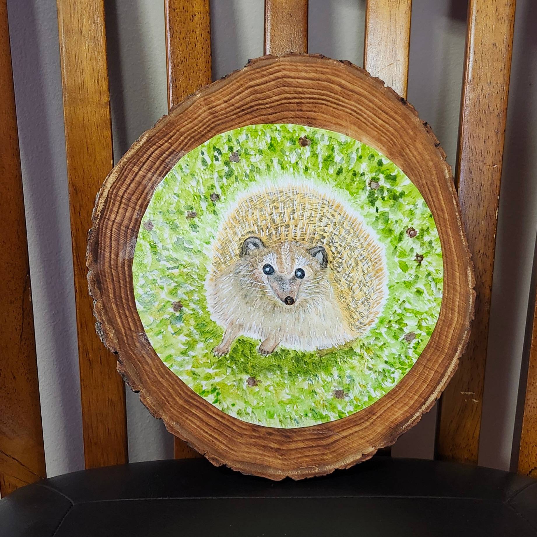 "Prickly Friend" Original Watercolor Painting on Wood