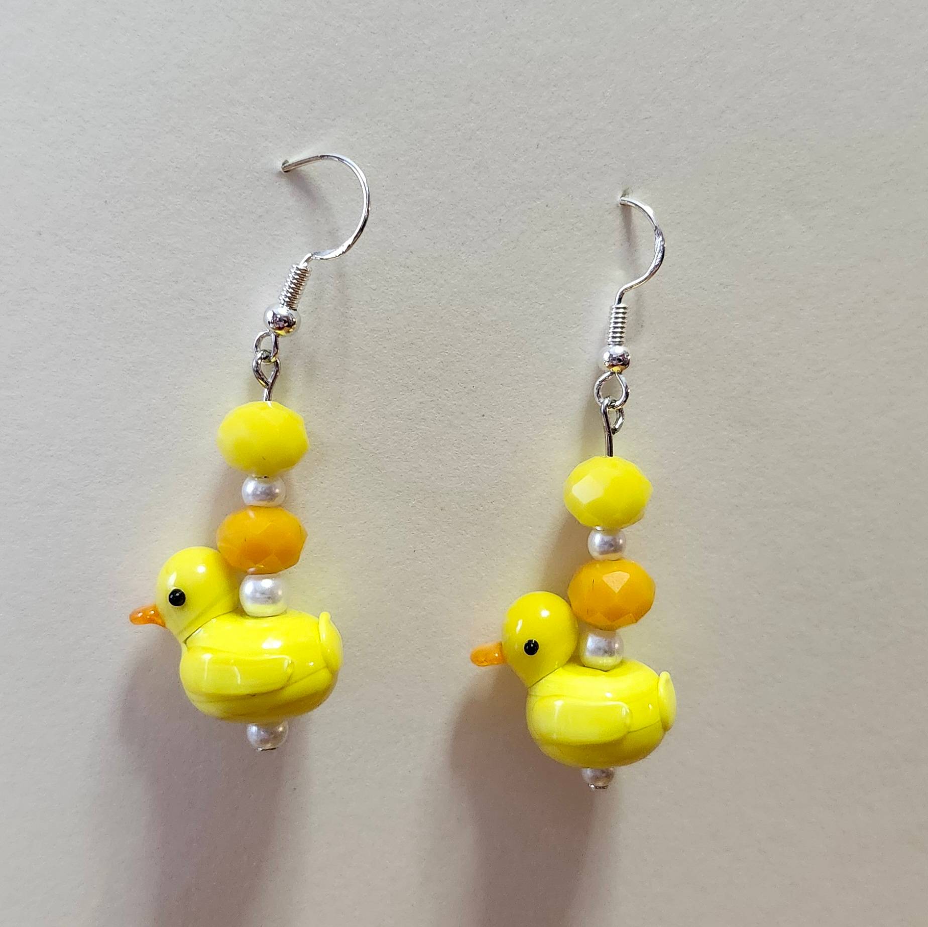 Lampwork Yellow Duck Earrings